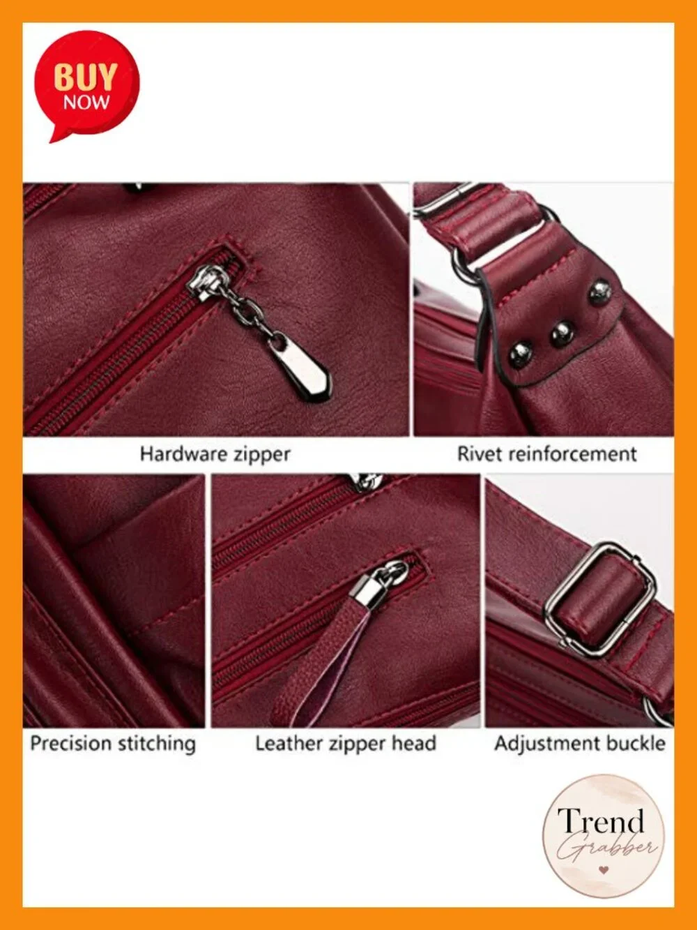 Women's Hobo Crossbody Bag Soft PU Leather Handbag Multi Pocket Shoulder Tote